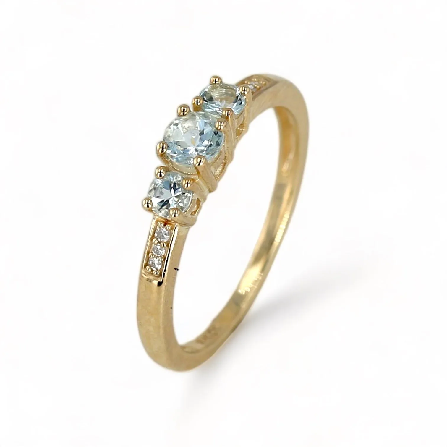 10K Yellow gold natural original aquamarine solitaire-30470