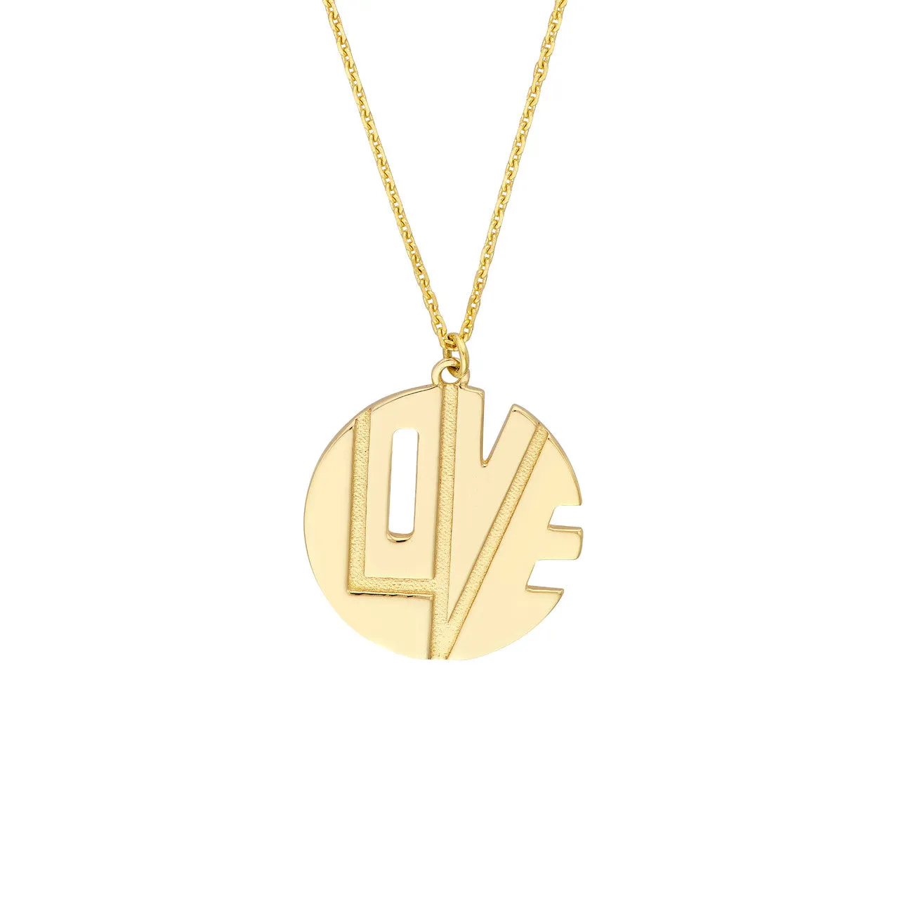 14K Yellow Gold Love Cutout Medallion Necklace