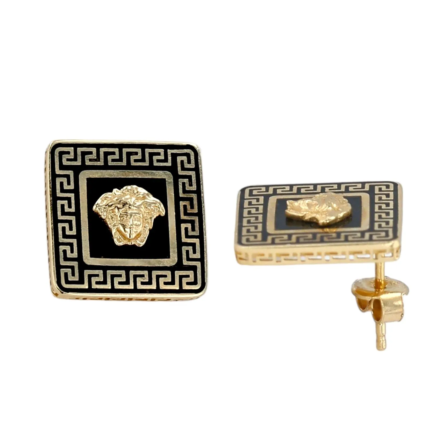 14K Yellow gold Medusa studs earrings-203978