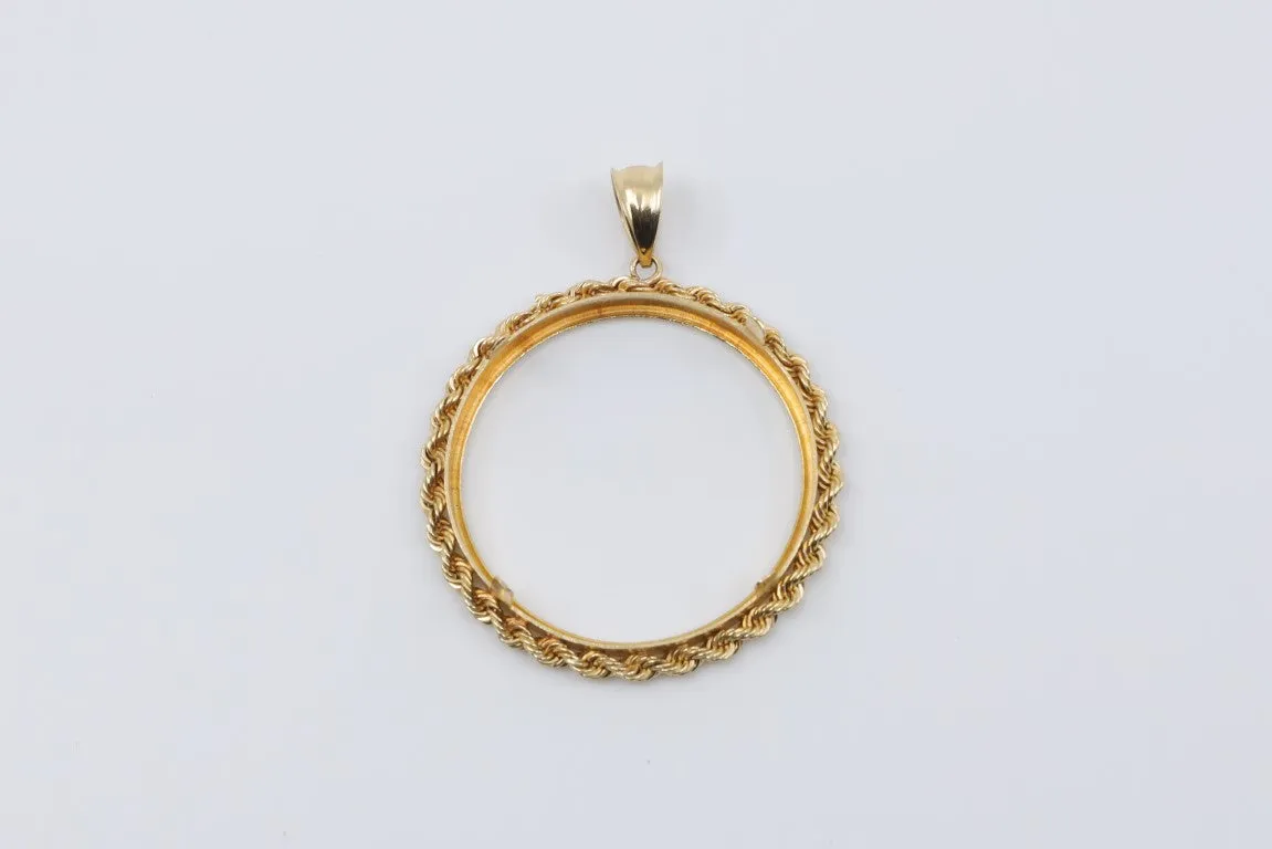 14k Yellow Gold Rope Coin Holder Pendant (4.80g.)