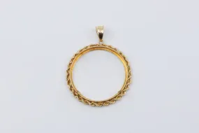 14k Yellow Gold Rope Coin Holder Pendant (4.80g.)