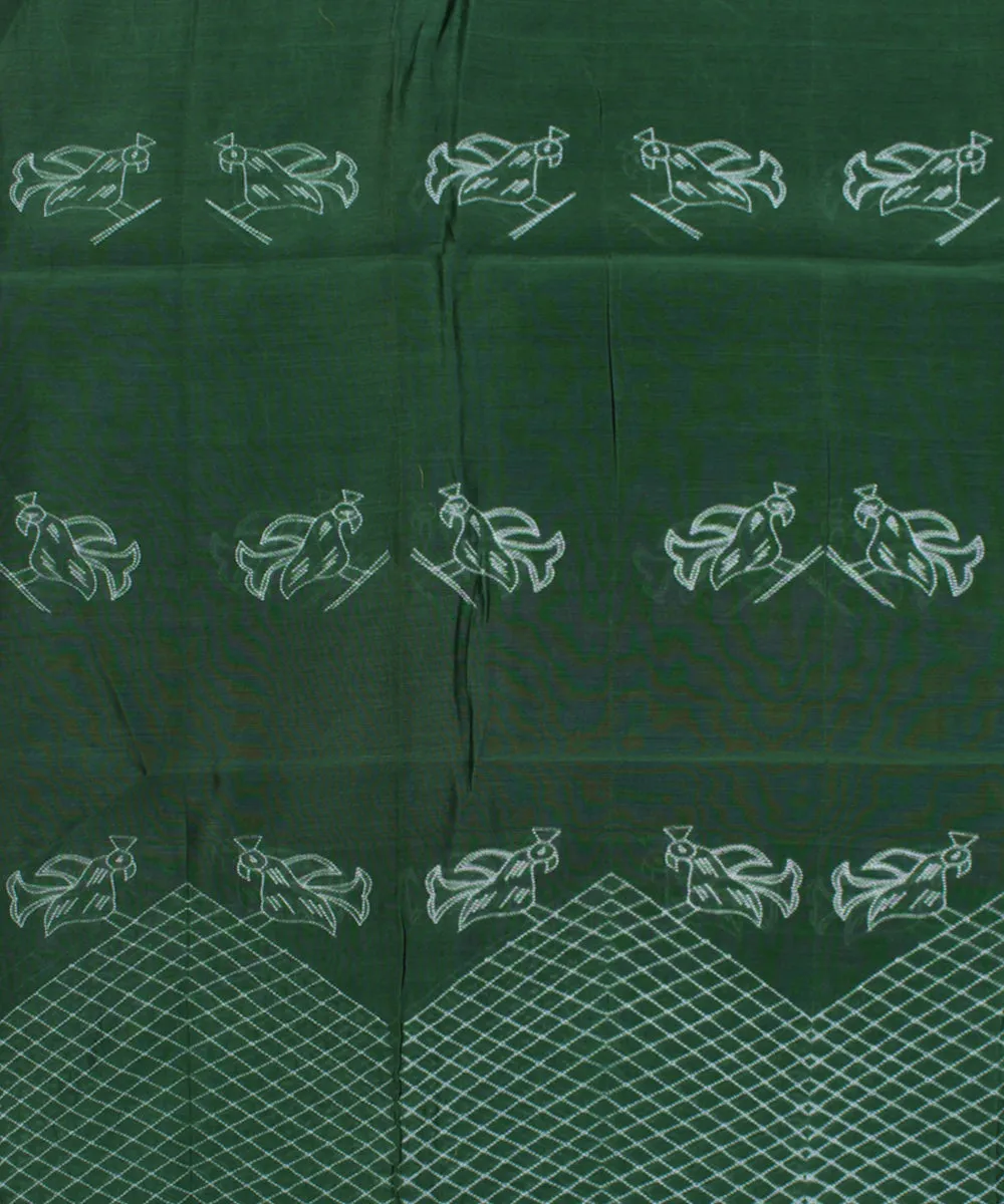 2.5 m Green tie dye cotton silk shibori kurta material