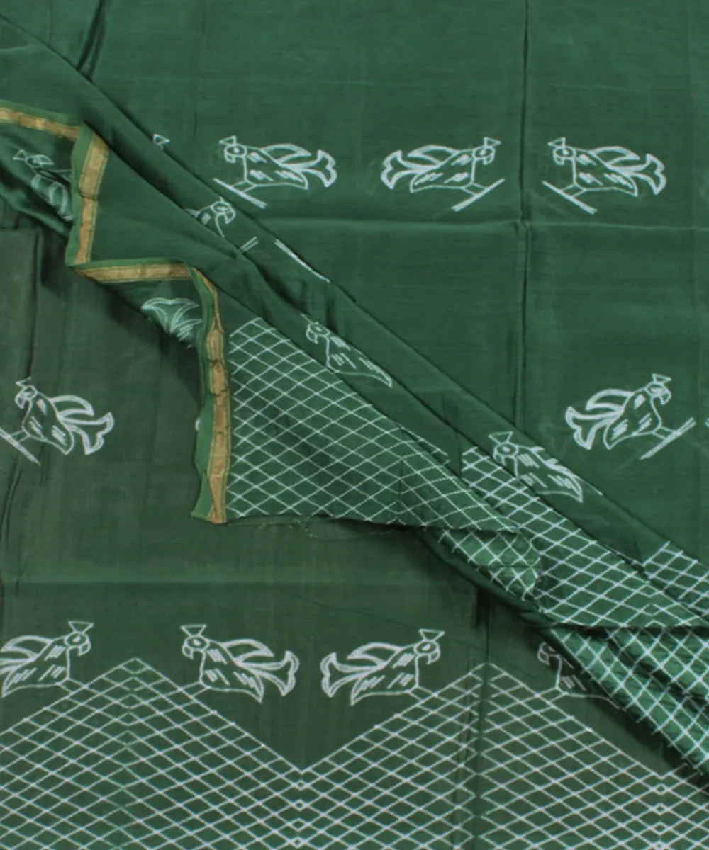 2.5 m Green tie dye cotton silk shibori kurta material