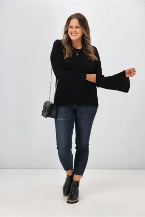 Alpine by Shine On Talia Wide Sleeve Merino Jumper Black