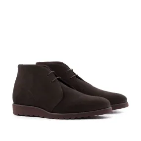 Ambrogio Bespoke Custom Men's Shoes Dark Brown Suede Leather Chukka Boots (AMB2009)