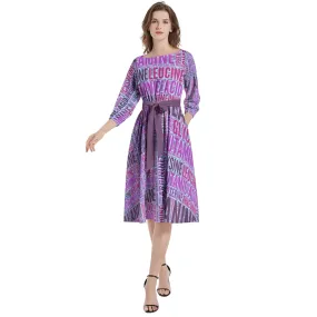 Amino Acid Boat Neck Belted Flared Dress