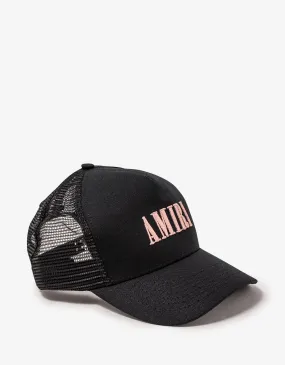 Amiri Black & Peach Core Logo Trucker Hat