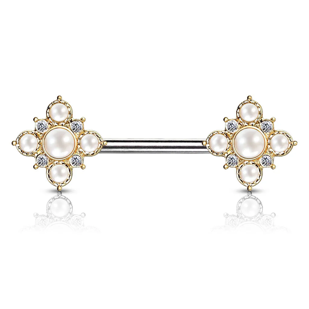 April Pearl Nipple Jewellery with Gold Plating