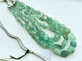 Aquamarine Smooth Nuggets Shape Beads Necklace