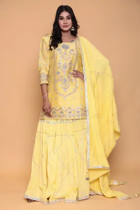 Bandhej Cotton silk Kurta with Gota Patti, Thread work.