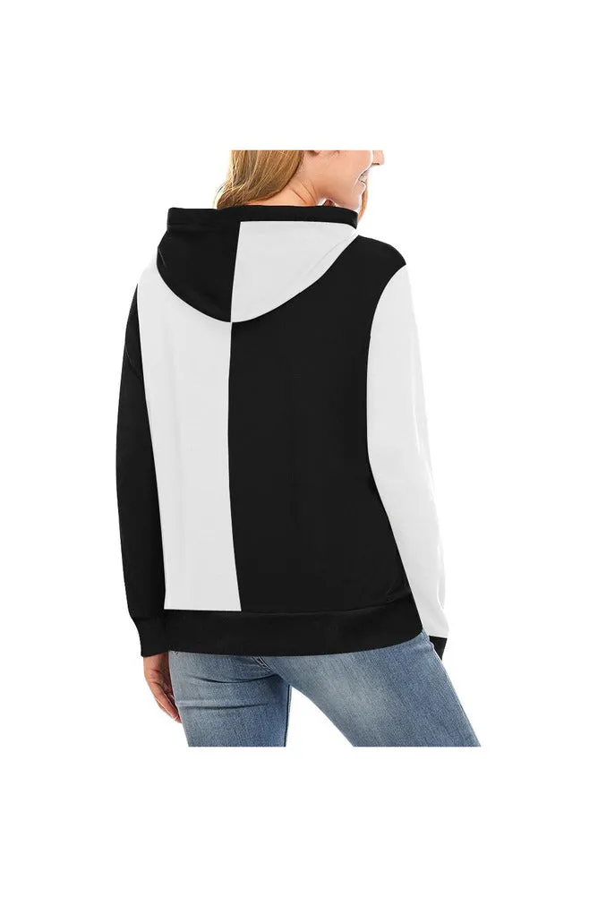 Black and White High Neck Pullover Hoodie for Women