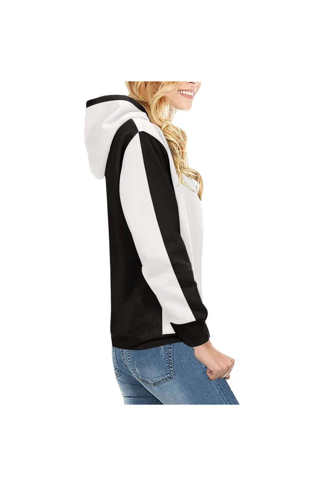 Black and White High Neck Pullover Hoodie for Women