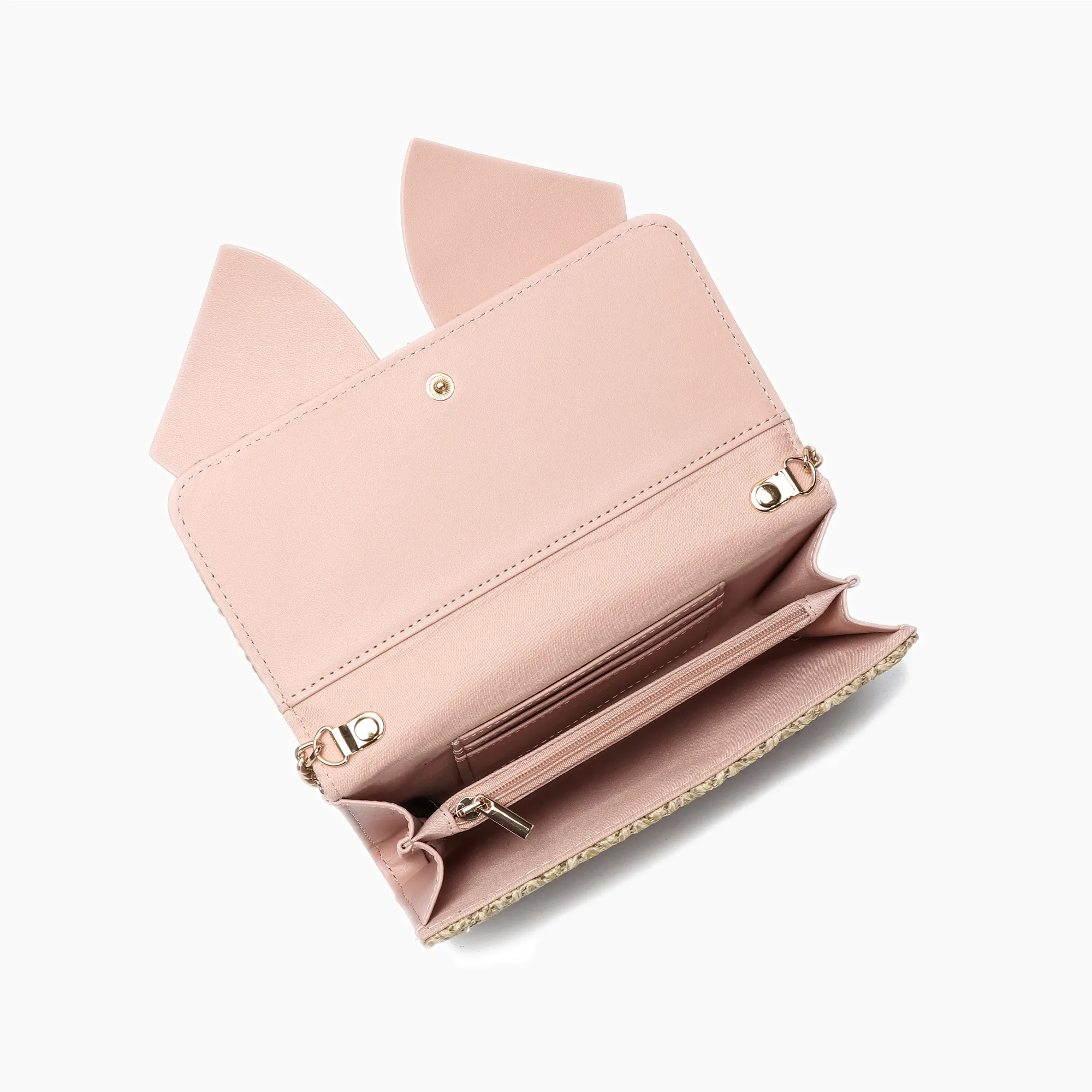 BLUSH BONNIE STRAW WALLET CROSSBODY PURSE