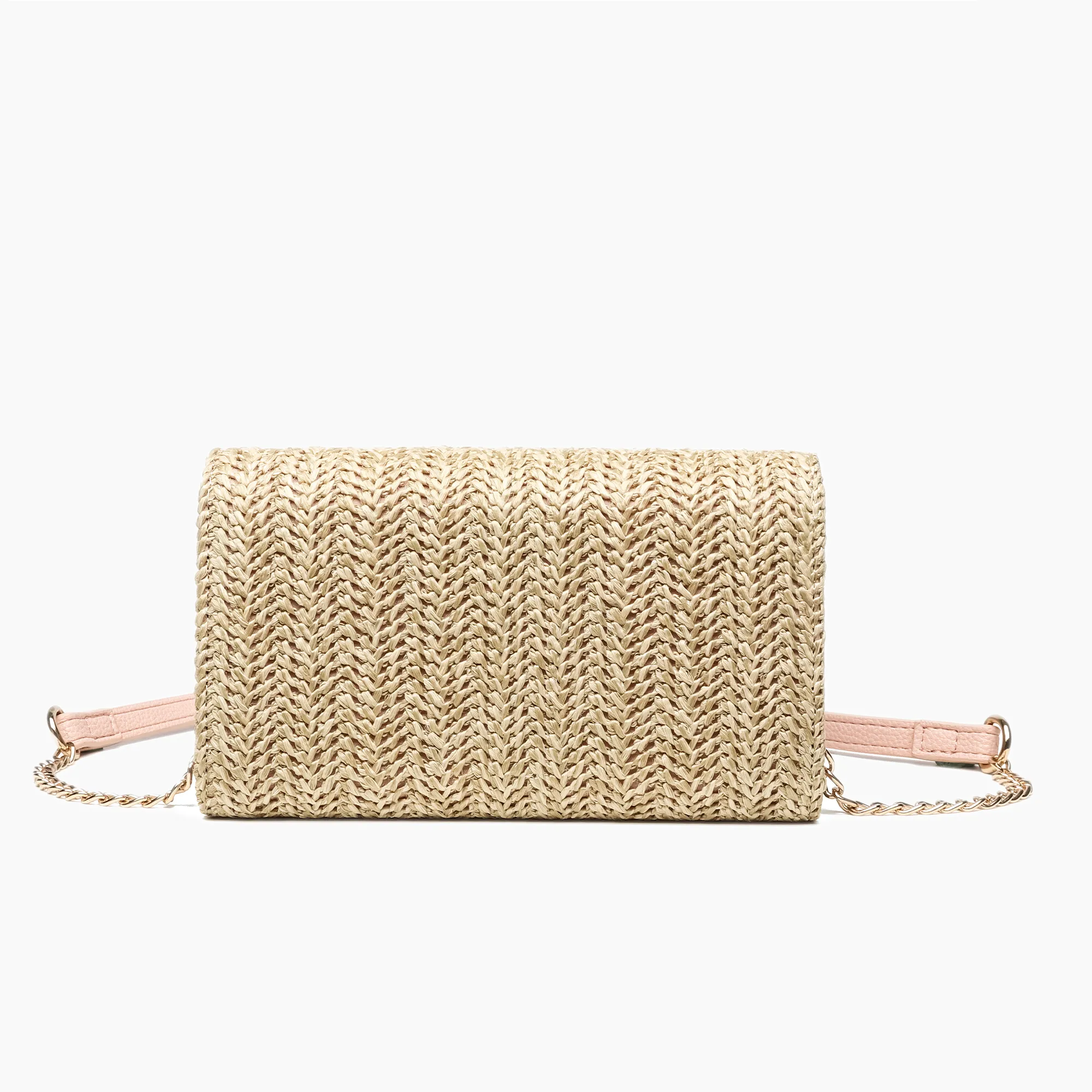 BLUSH BONNIE STRAW WALLET CROSSBODY PURSE