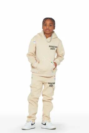 Boys Palmer Beige Hoodie Slim Fit Track Set