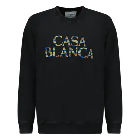 CASABLANCA  ANGE DE JOUR LOGO-APPLIQUD ORGANIC COTTON-JERSEY SWEATSHIRT