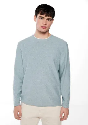 Contrast collar textured jumper - Green