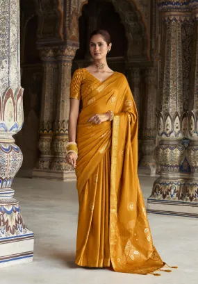 Dazzling Mustard Yellow Soft Silk Sarees For Women