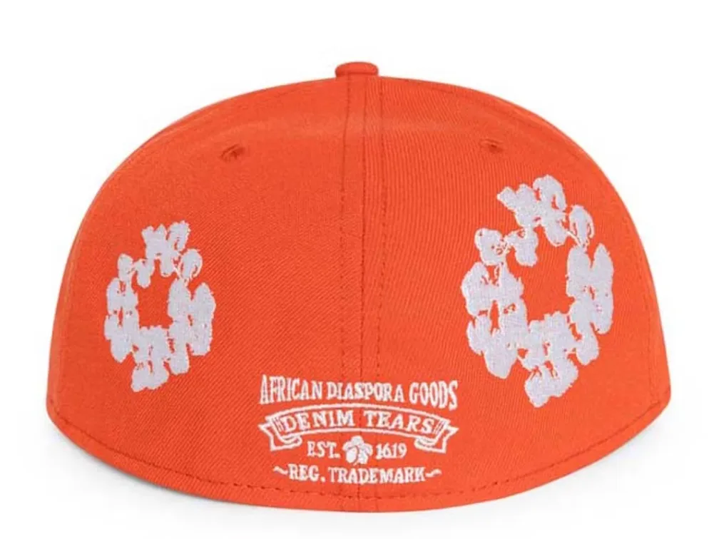 DENIM TEARS NEW ERA COTTON WREATH CAP 59/50 CAP ORANGE