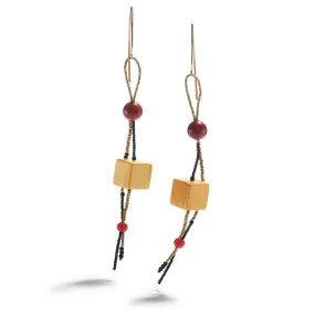 Earrings in Yellow, Red & Black