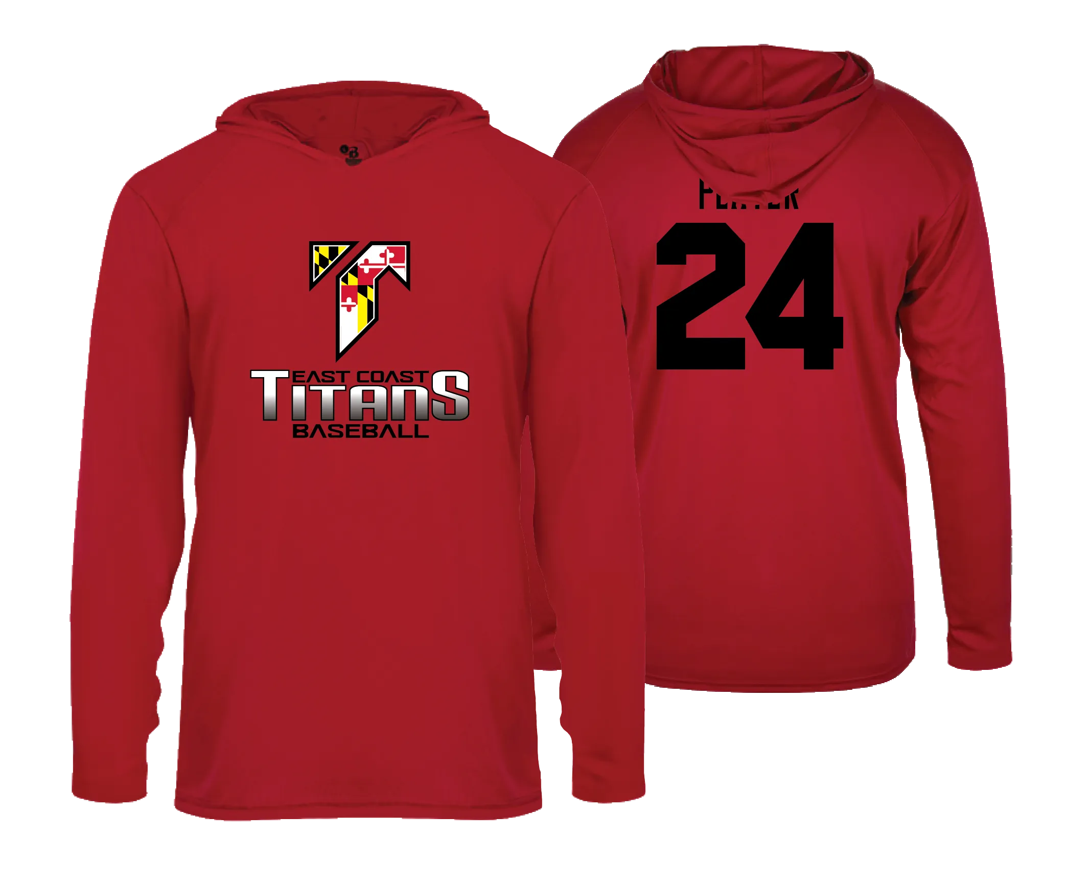 East Coast Titans Hooded Tee Red