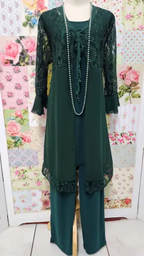 Emerald Green 3-Piece Pants Set LR0560