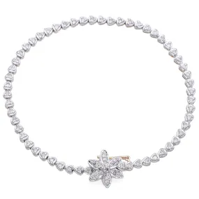 Estate 14K Yellow & White Gold 1.00 TCW Diamond Floral Tennis Bracelet