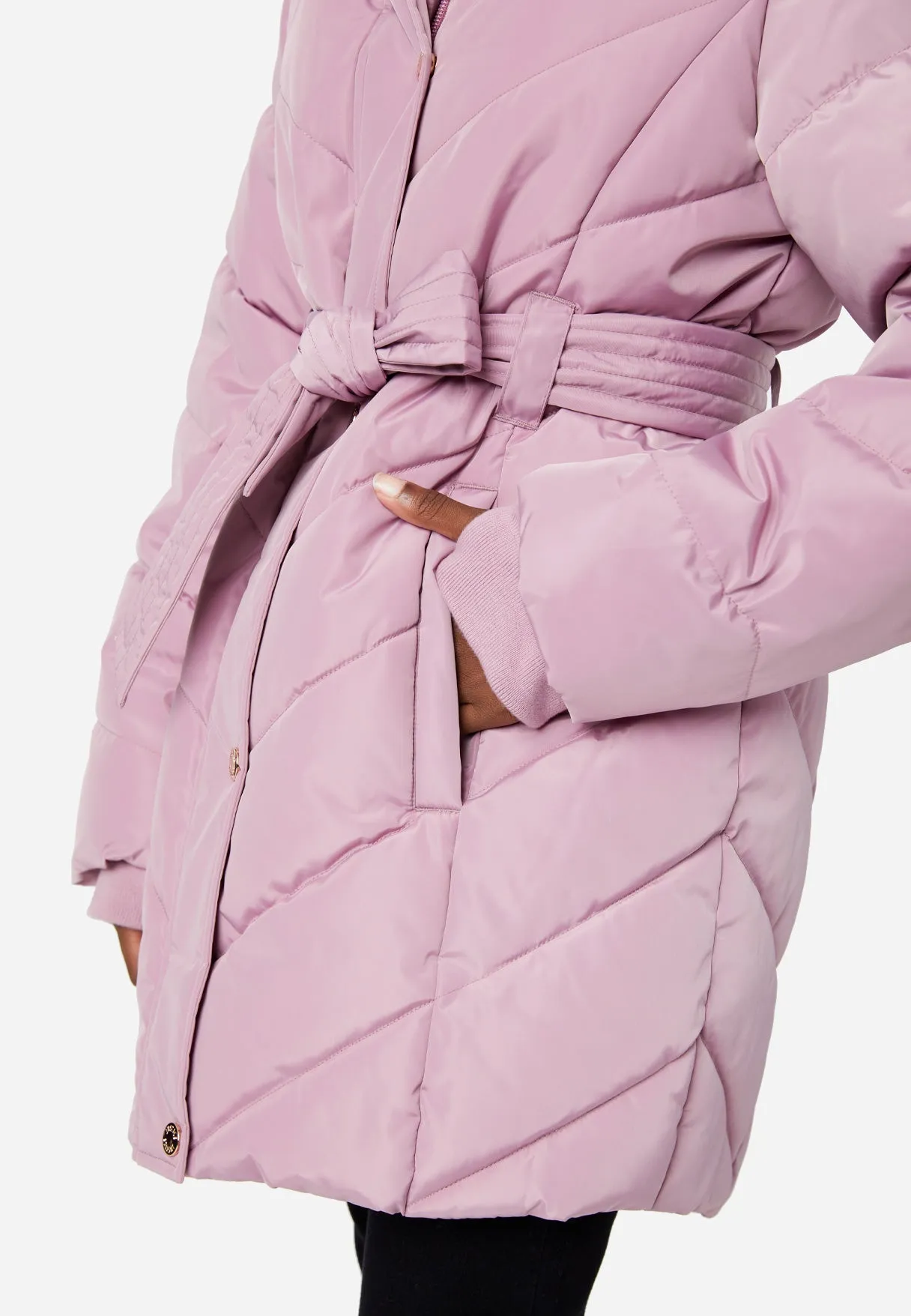 Hooded Belted Parka Coat