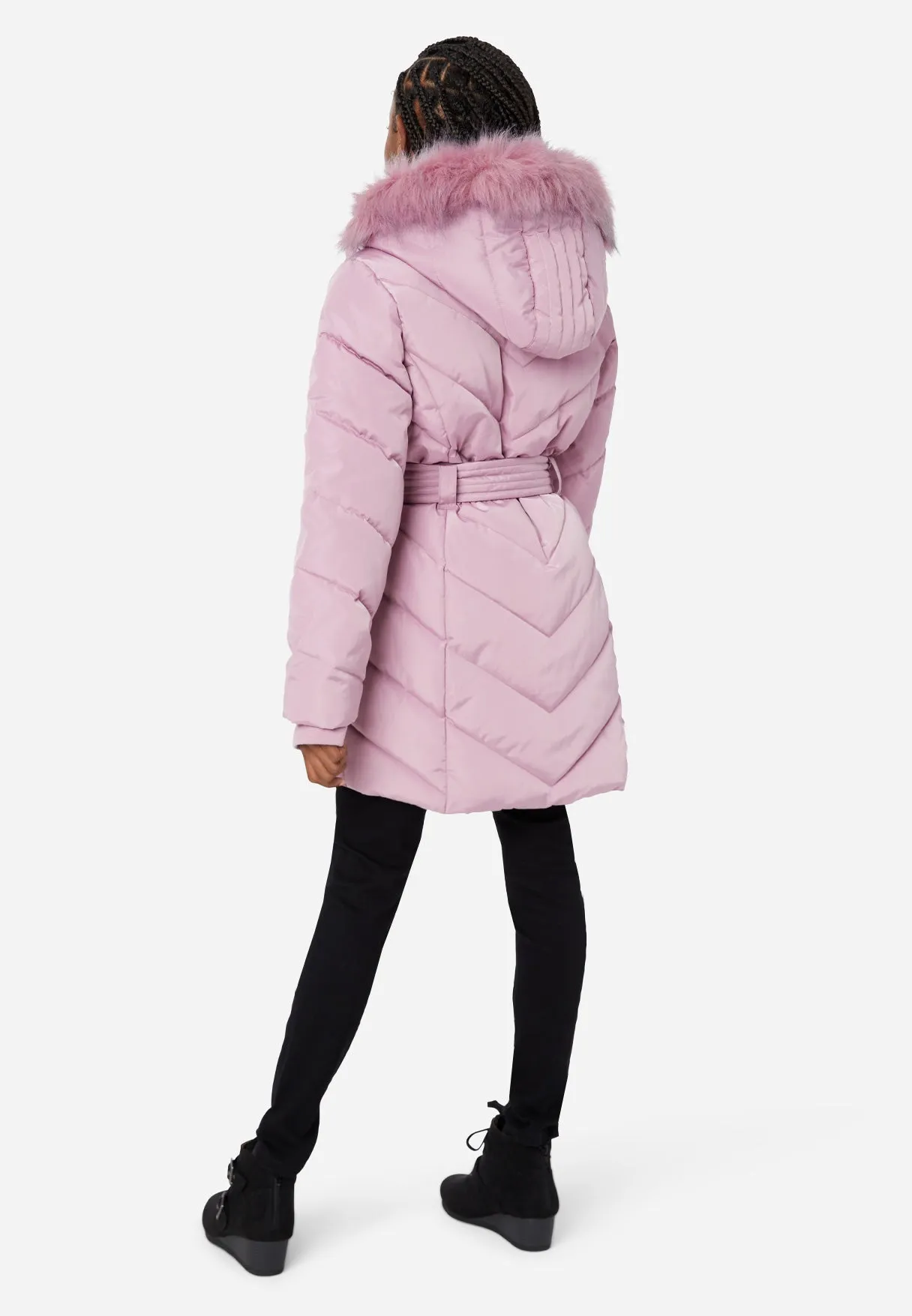 Hooded Belted Parka Coat