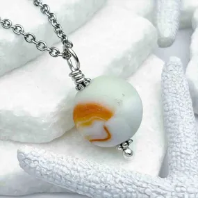 Jupiter UV Orange and White Sea Glass Marble Pendant | #5278