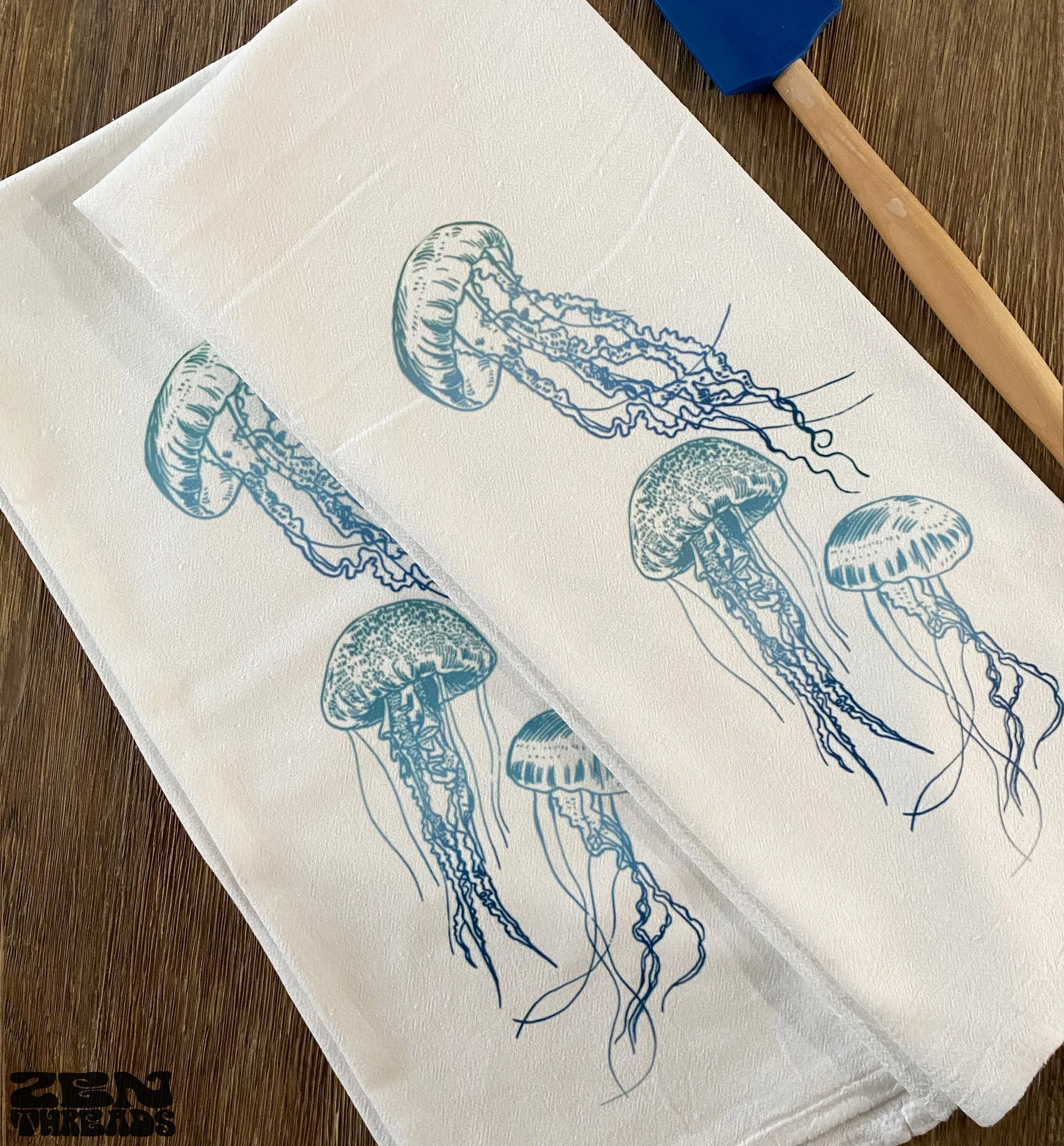 Large Flour Sack Towel Jellyfish Bar Kitchen Gift Organic Natural Cotton tea towel gift