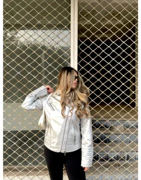 Leather Faux Jacket-Silver