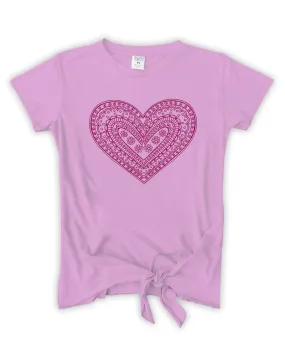 Mauve Henna Heart Tie-Front Tee