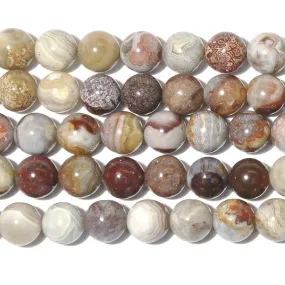 Mexican Laguna Lace Agate 8mm Round - 15-16 inch