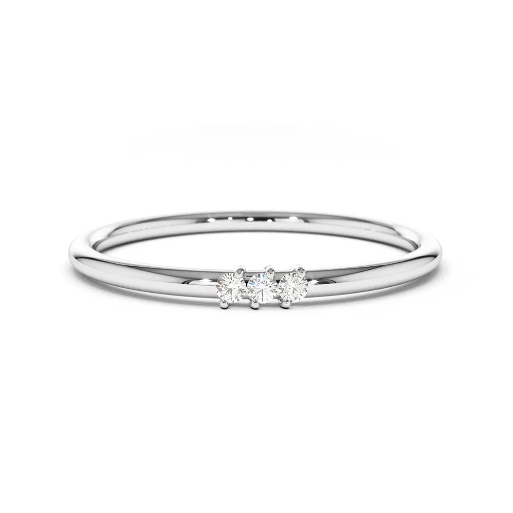 Minimalist Thin Three-Stone Stacking Ring