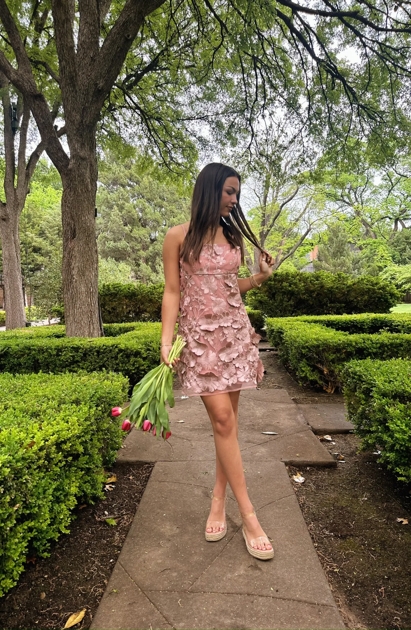 Moments in Time Rose Pink Floral Spaghetti Strap Dress