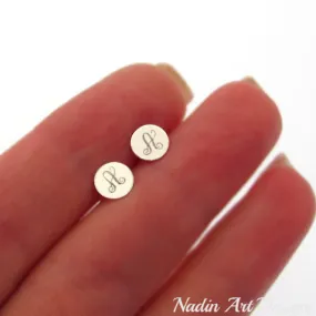 Monogram Sterling Silver Initial Studs