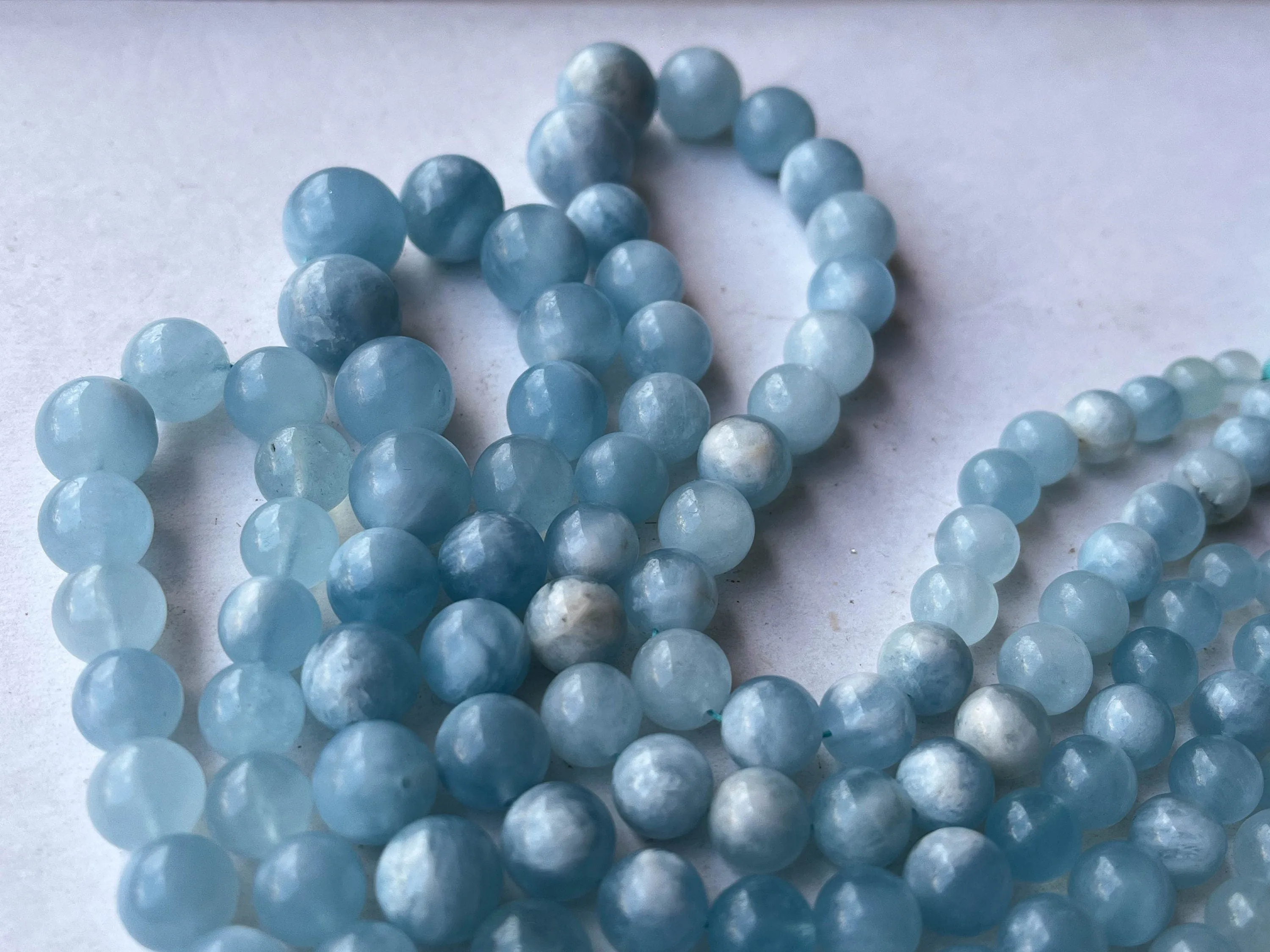 Natural Aquamarine Smooth Spherical shape beads