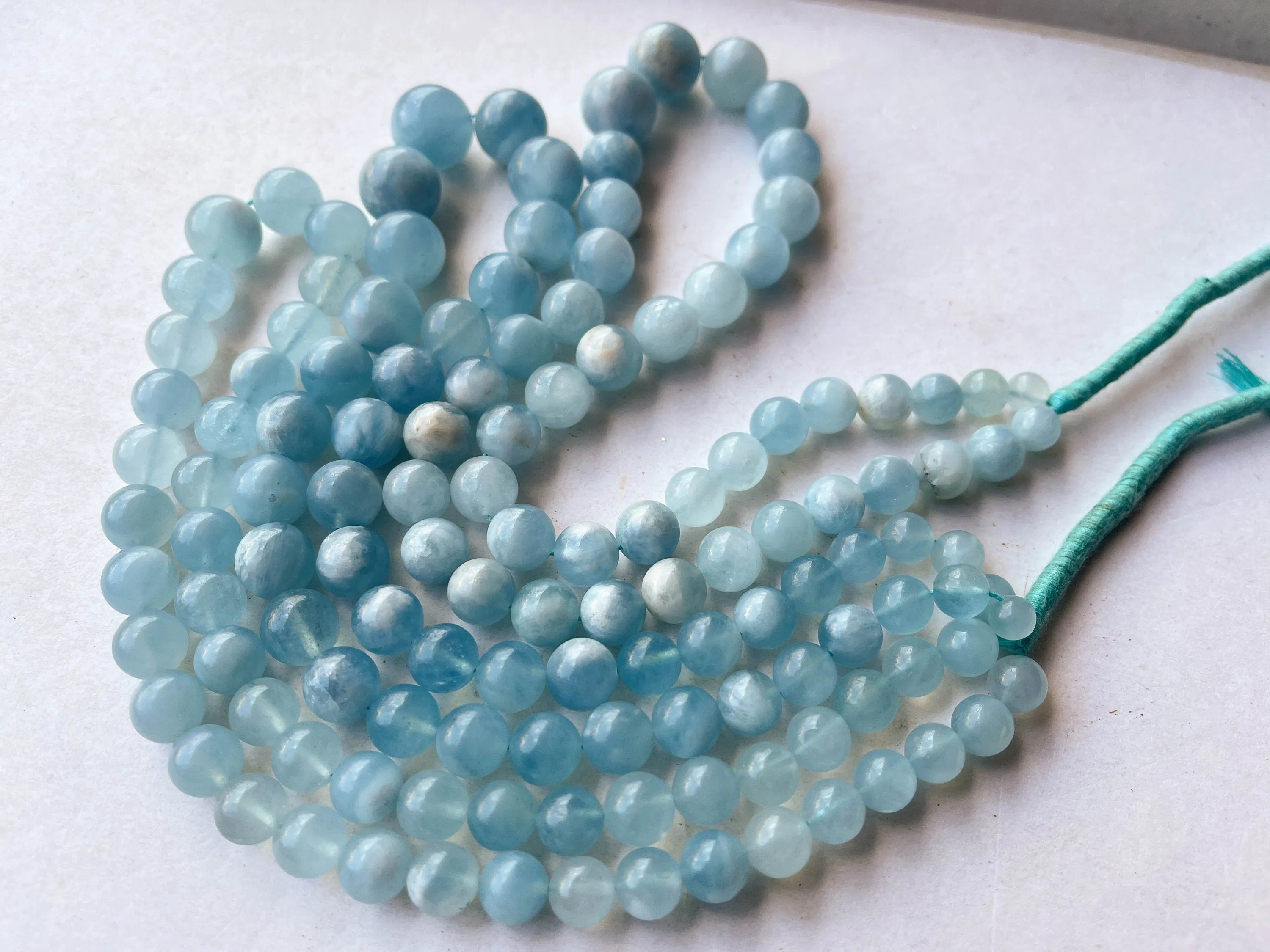 Natural Aquamarine Smooth Spherical shape beads