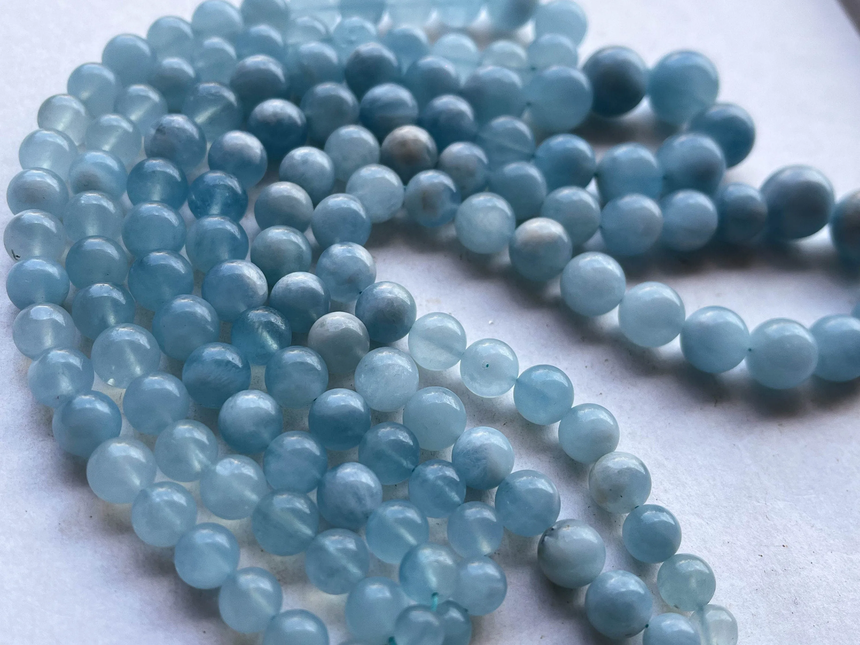 Natural Aquamarine Smooth Spherical shape beads