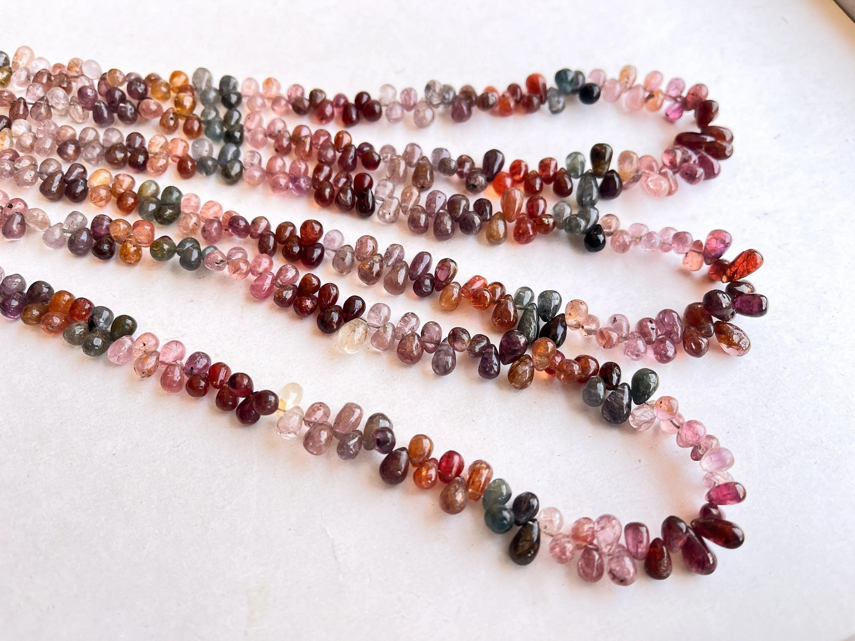 Natural Multi Spinel Smooth Drops Strand