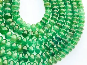 Natural Zambian Emerald Smooth Rondelle Shape Beads (High Quality)