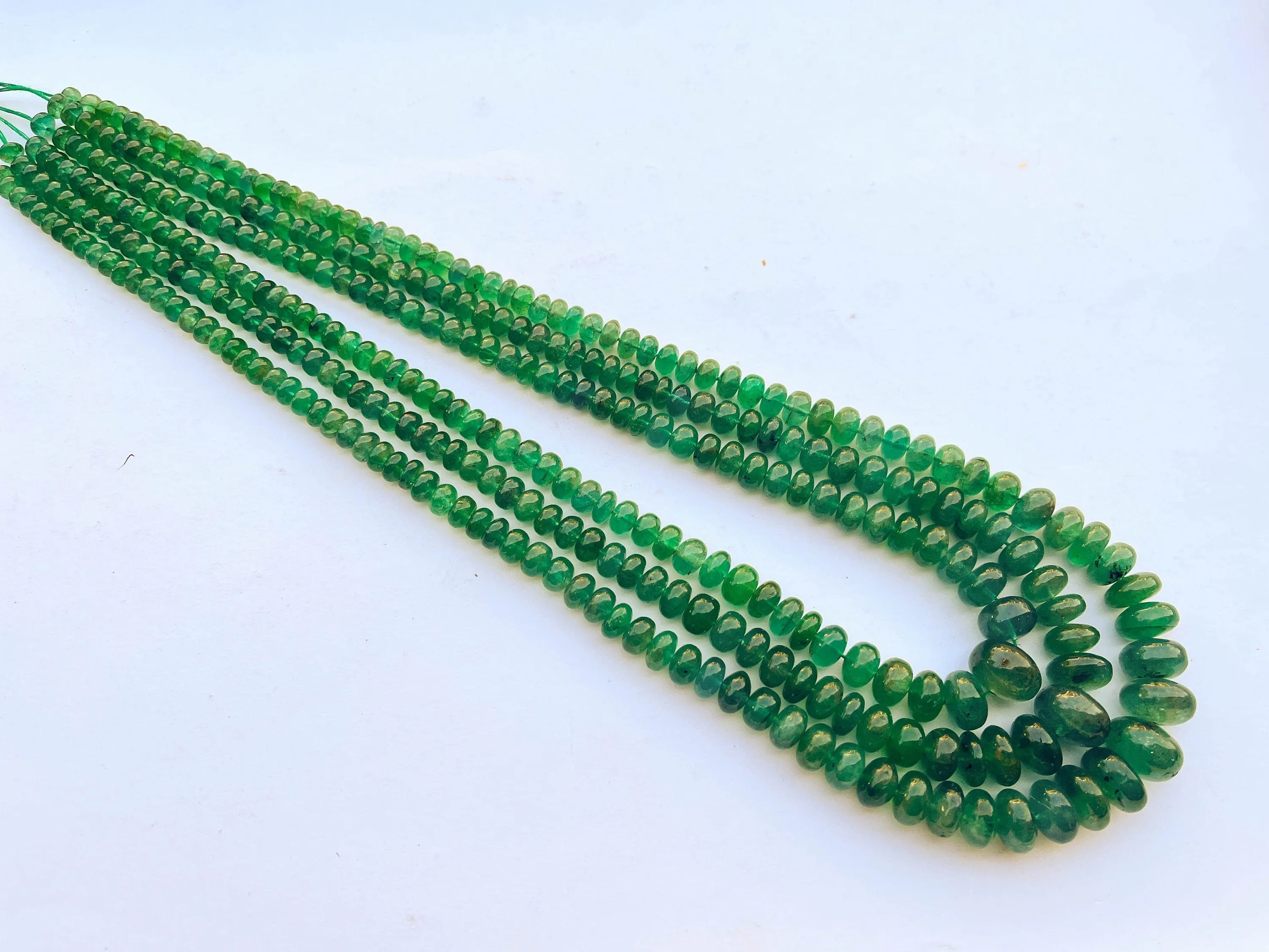 Natural Zambian Emerald Smooth Rondelle Shape Beads (High Quality)