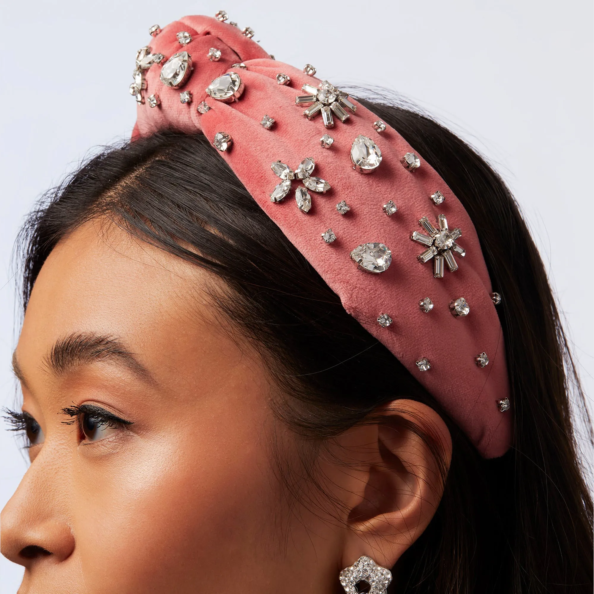 ROSE SWAROVSKI SNOWFLAKE KNOTTED HEADBAND