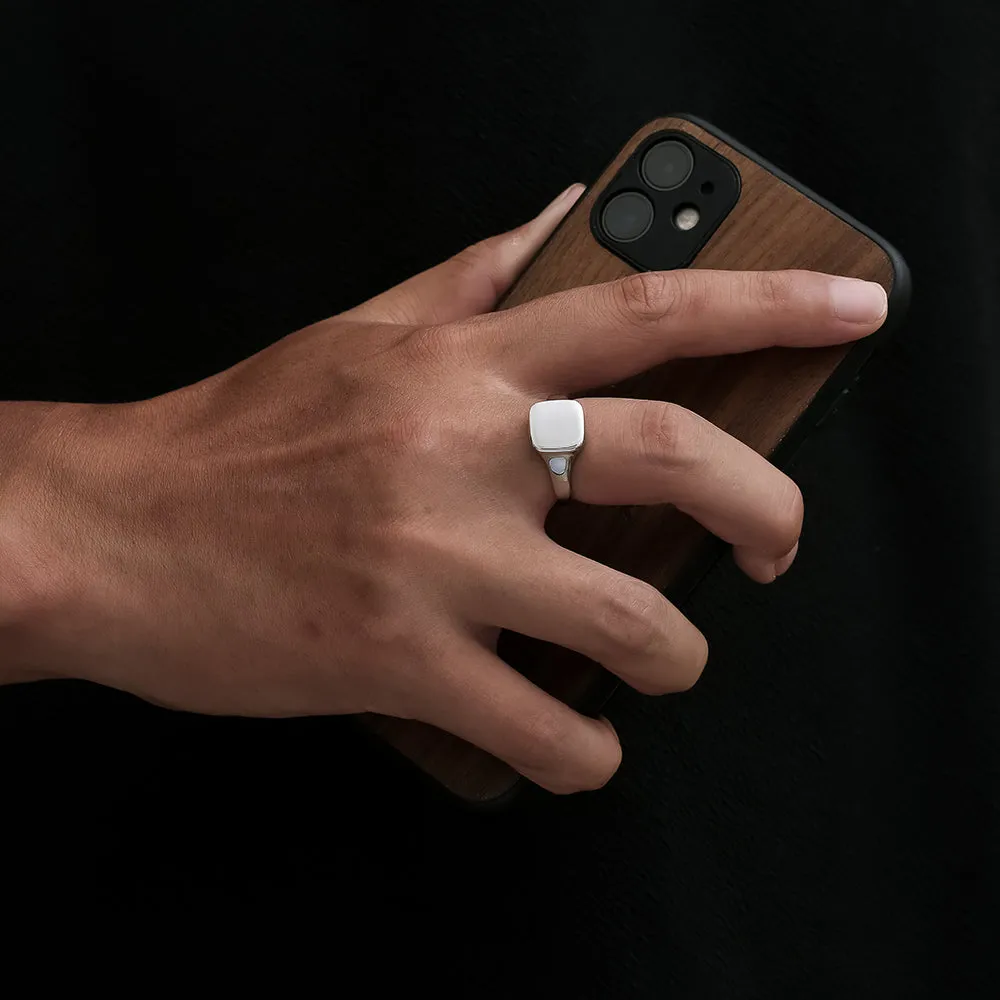 Square Smooth Signet Ring - Silver