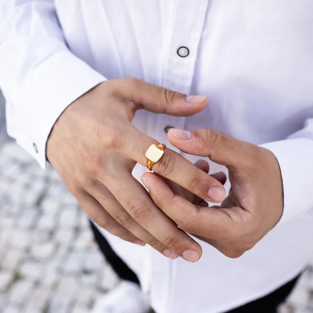 Square Smooth Signet Ring - Silver