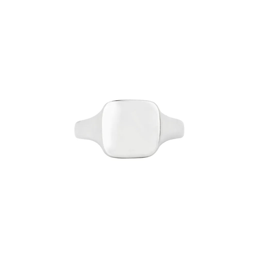 Square Smooth Signet Ring - Silver