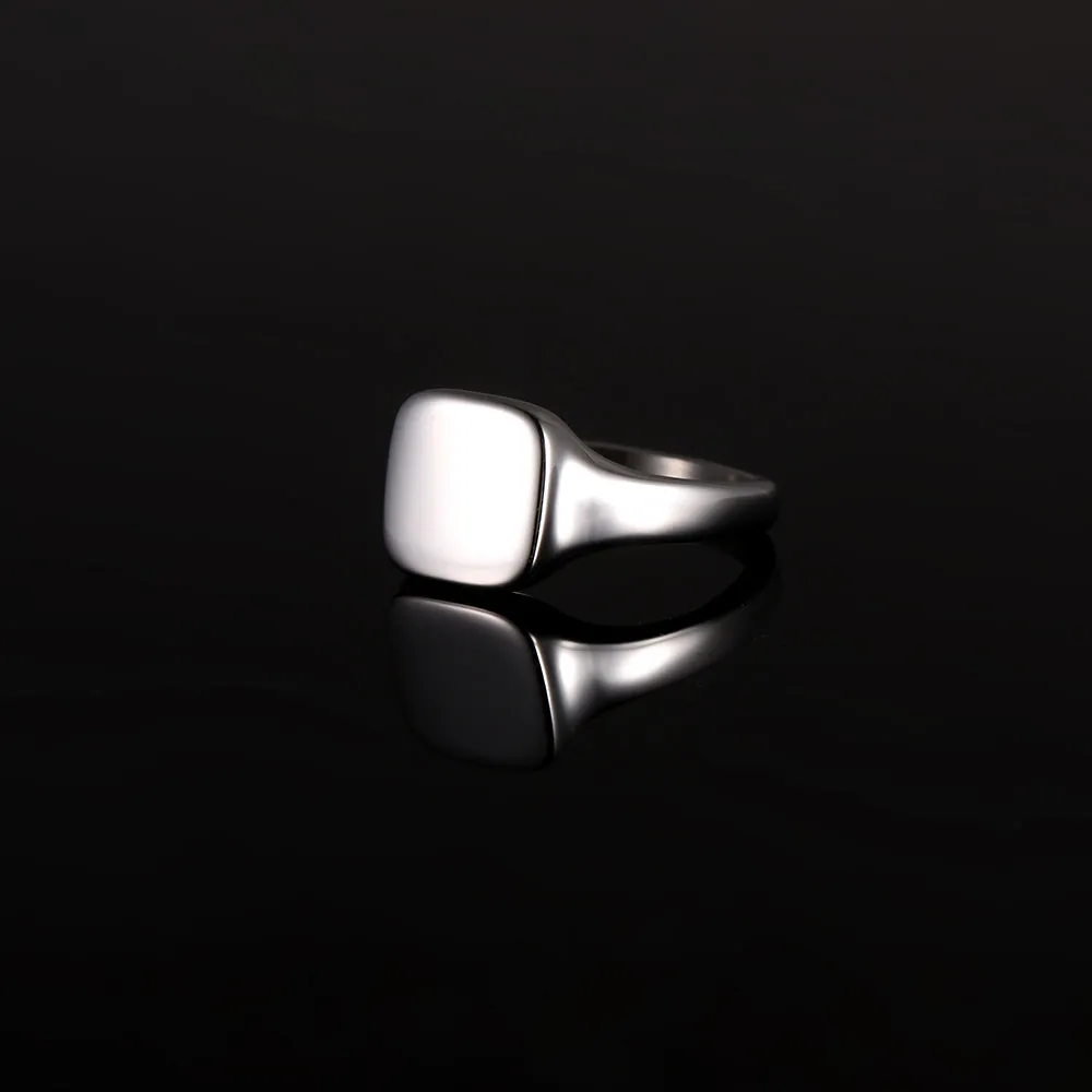 Square Smooth Signet Ring - Silver