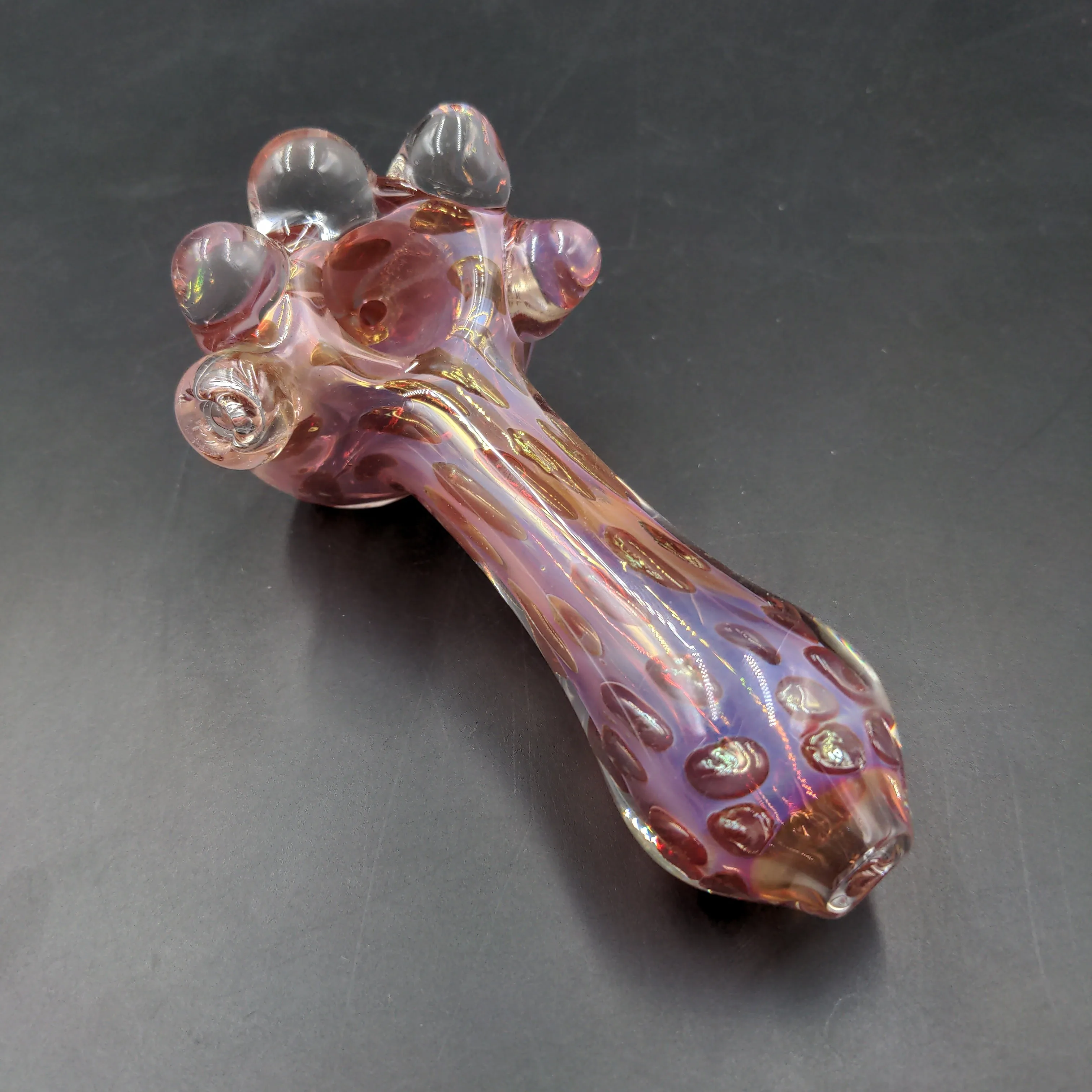 Stretched Bubbles Fumed Glass Abstract Fist Spoon Pipe | 4.5