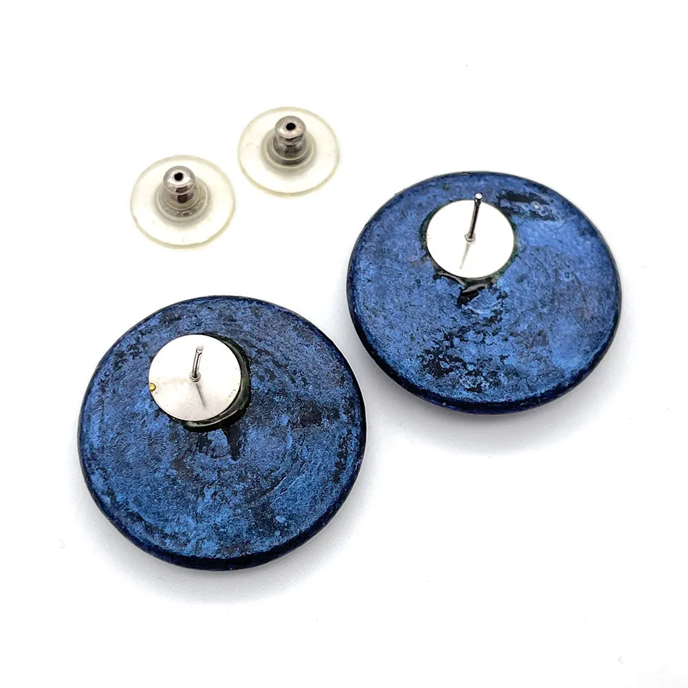 【USA輸入】ヴィンテージ ブルーサークル フローラル ピアス/Vintage Blue Circle Floral Post Earrings